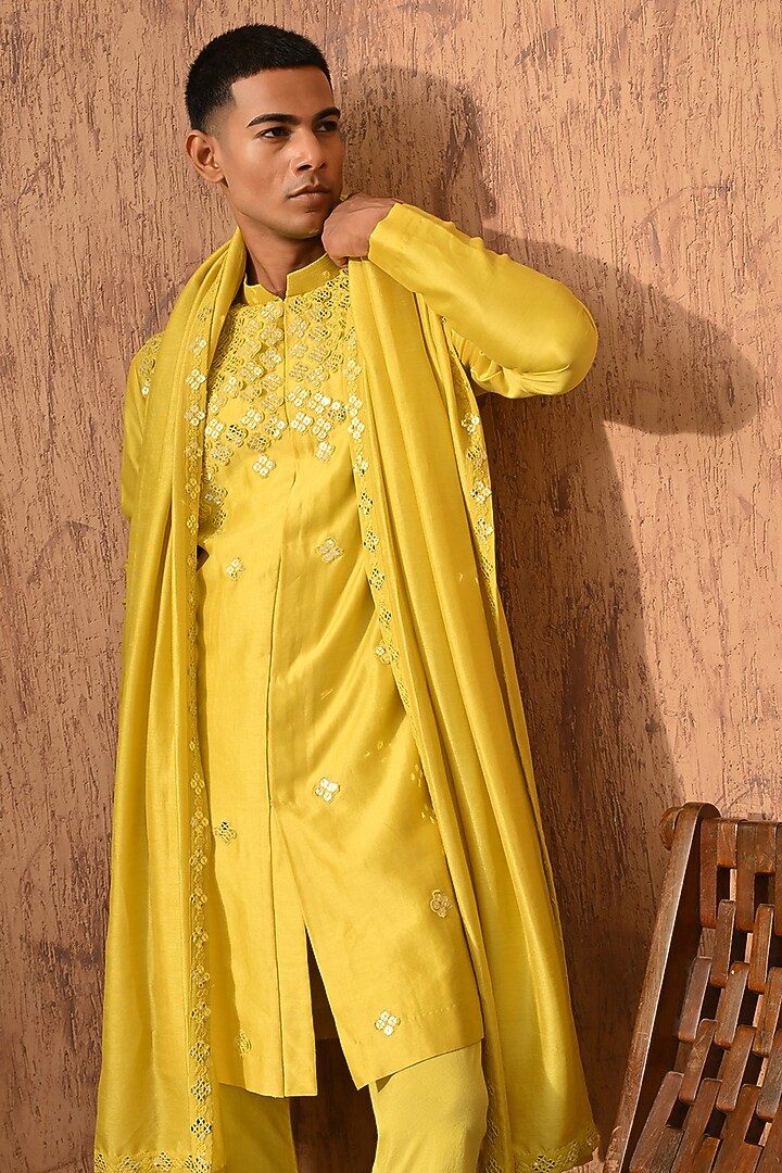 Green Chanderi Embroidered Kurta Set by Sulakshna Jasra at Pernia's Pop Up Shop