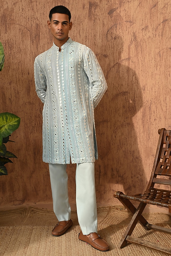 Green Georgette Embroidered Kurta Set by Sulakshna Jasra at Pernia's Pop Up Shop