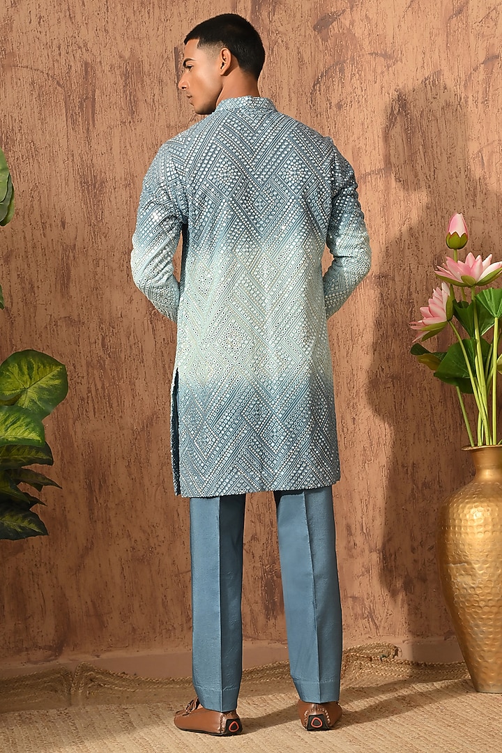 Blue Georgette Embroidered Kurta Set by Sulakshna Jasra at Pernia's Pop Up Shop