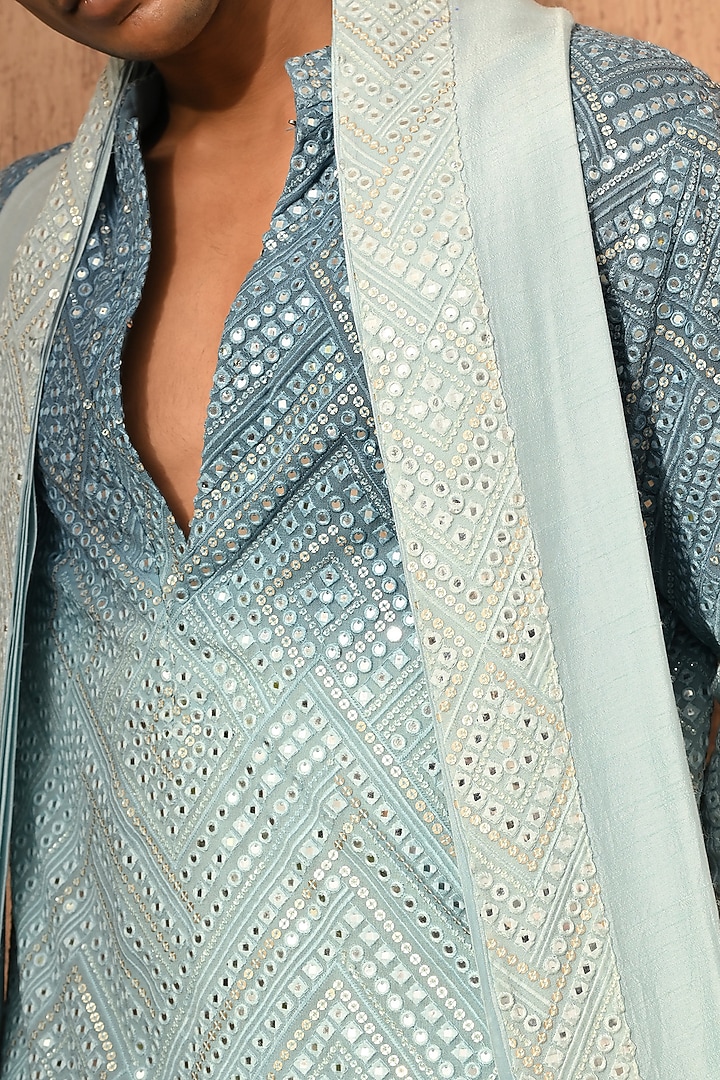 Blue Georgette Embroidered Kurta Set by Sulakshna Jasra at Pernia's Pop Up Shop