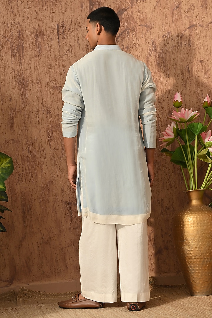 Blue Organza Thread Work Kurta Set by Sulakshna Jasra at Pernia's Pop Up Shop