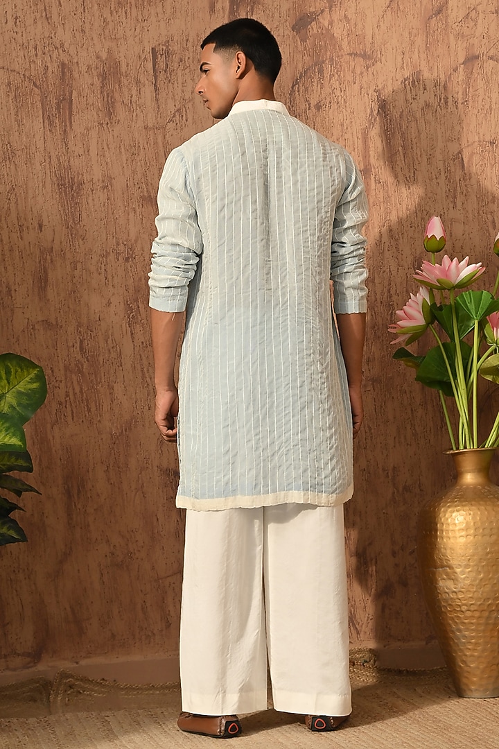Blue Organza Thread Work Kurta Set by Sulakshna Jasra at Pernia's Pop Up Shop