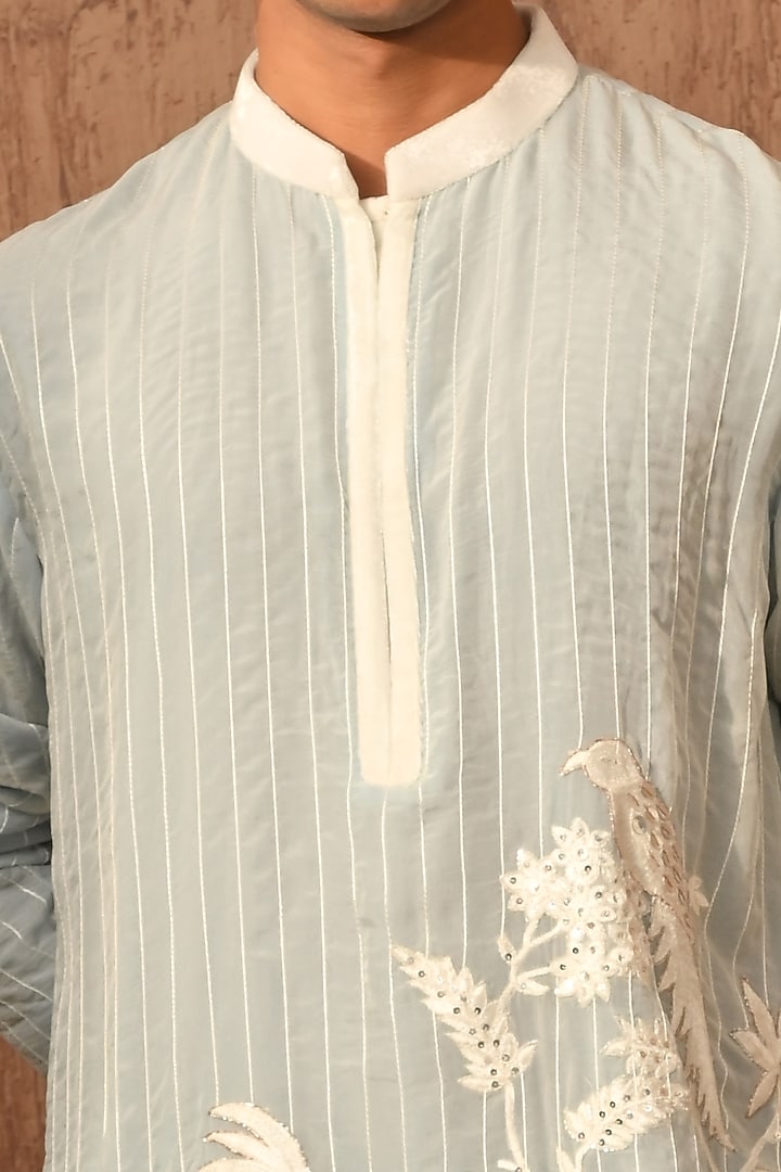 Blue Organza Thread Work Kurta Set by Sulakshna Jasra at Pernia's Pop Up Shop
