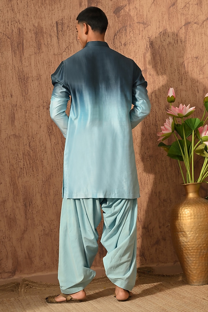 Blue Chanderi Embroidered Kurta Set by Sulakshna Jasra at Pernia's Pop Up Shop