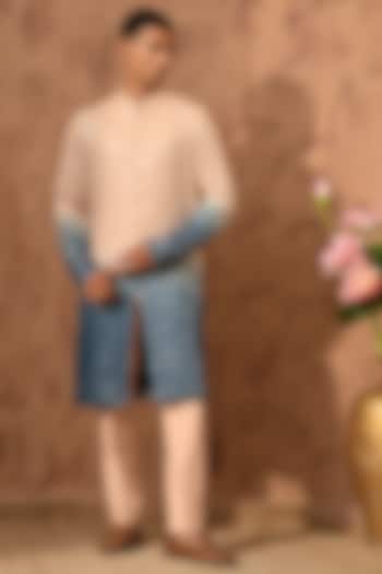 Rose Gold & Blue Georgette Embroidered Kurta Set by Sulakshna Jasra at Pernia's Pop Up Shop