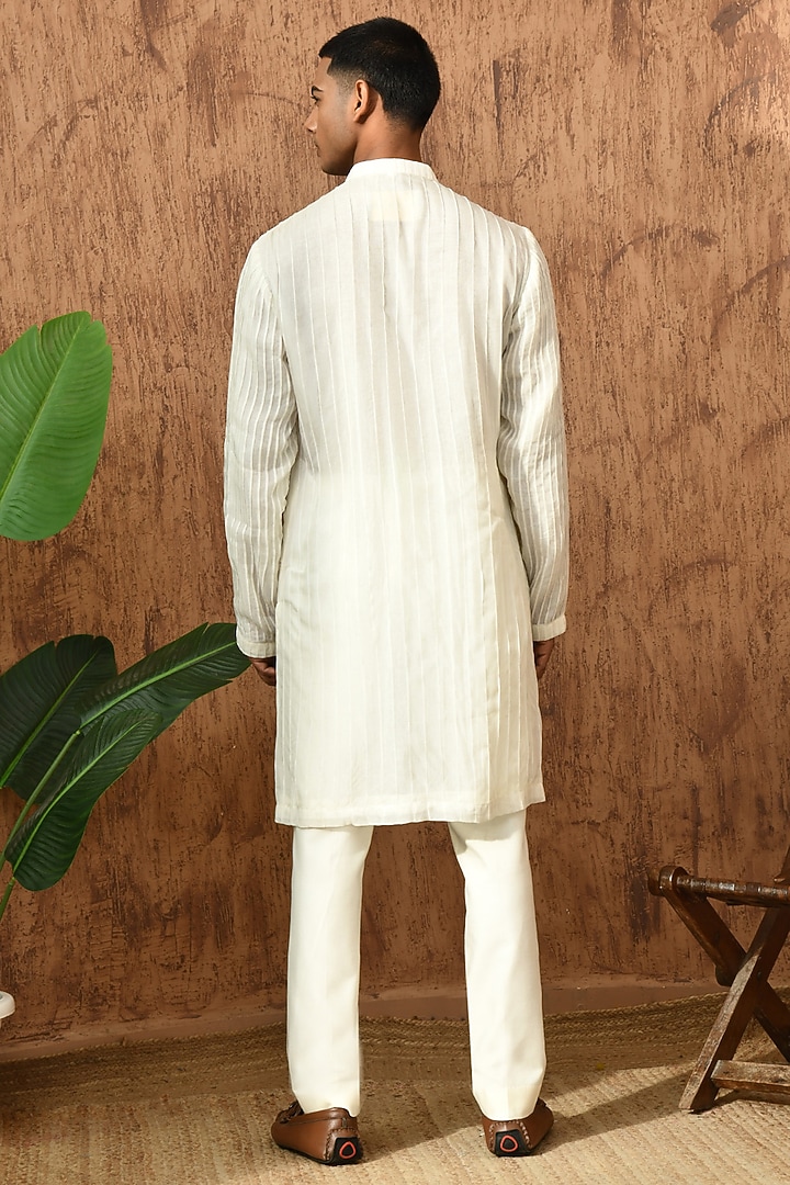 Ivory Organza Sequins Embroidered Kurta Set by Sulakshna Jasra at Pernia's Pop Up Shop