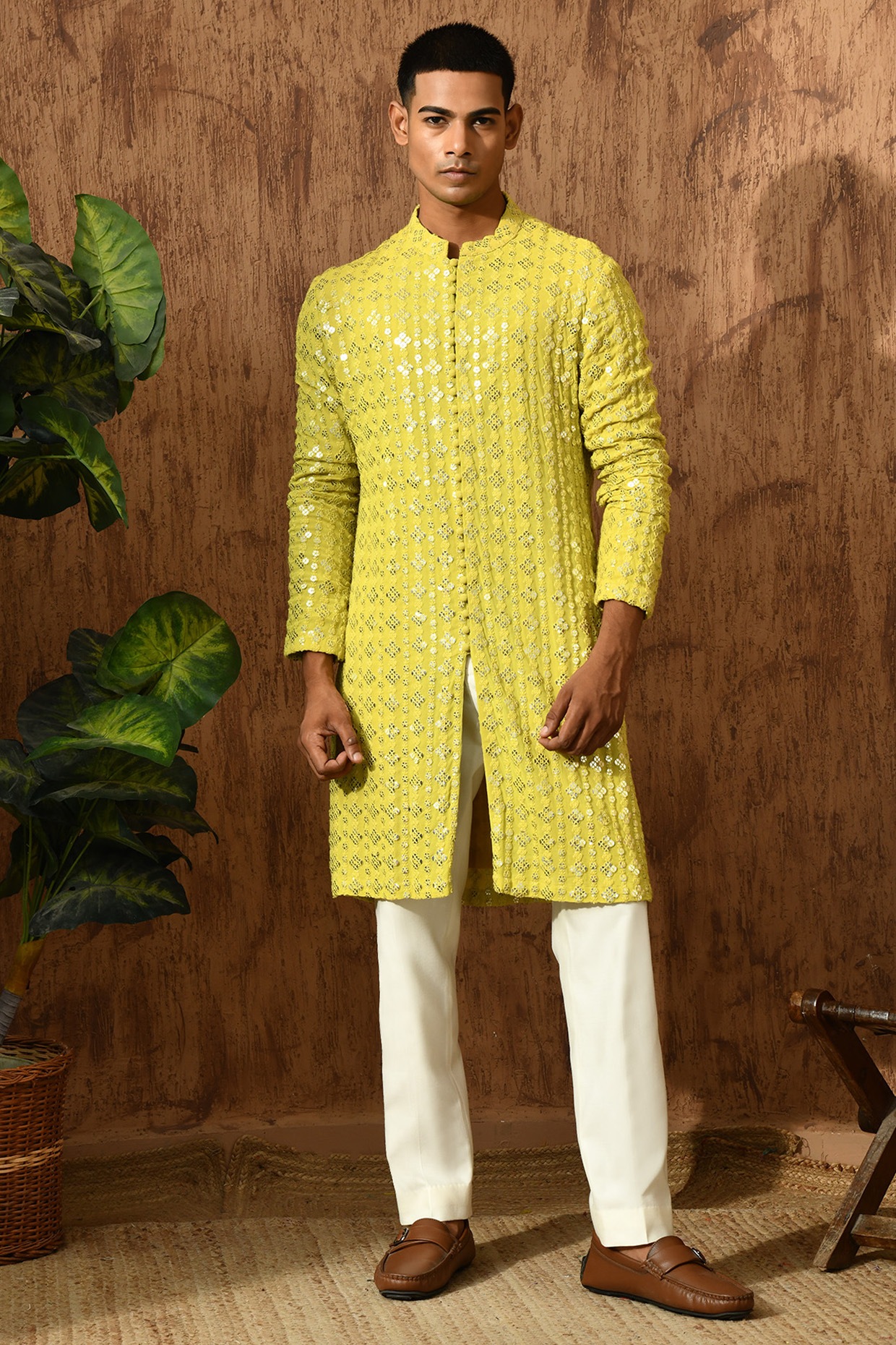 Sulakshna Jasra Green Georgette Sequins Work Kurta Set