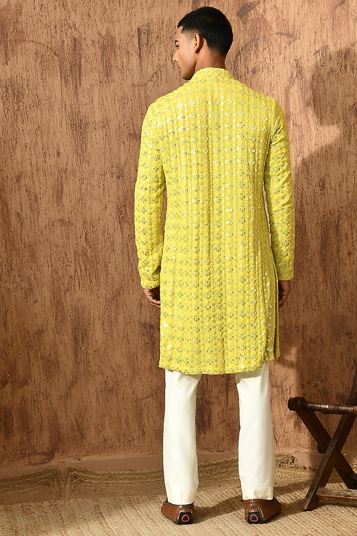 Green Georgette Sequins Work Kurta Set by Sulakshna Jasra at Pernia's Pop Up Shop
