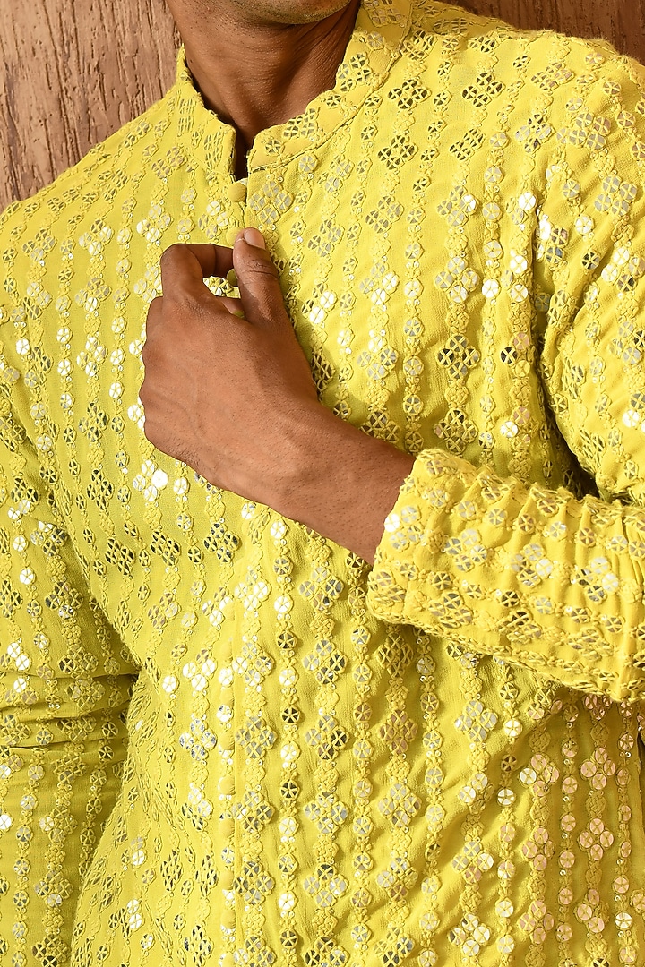Green Georgette Sequins Work Kurta Set by Sulakshna Jasra at Pernia's Pop Up Shop