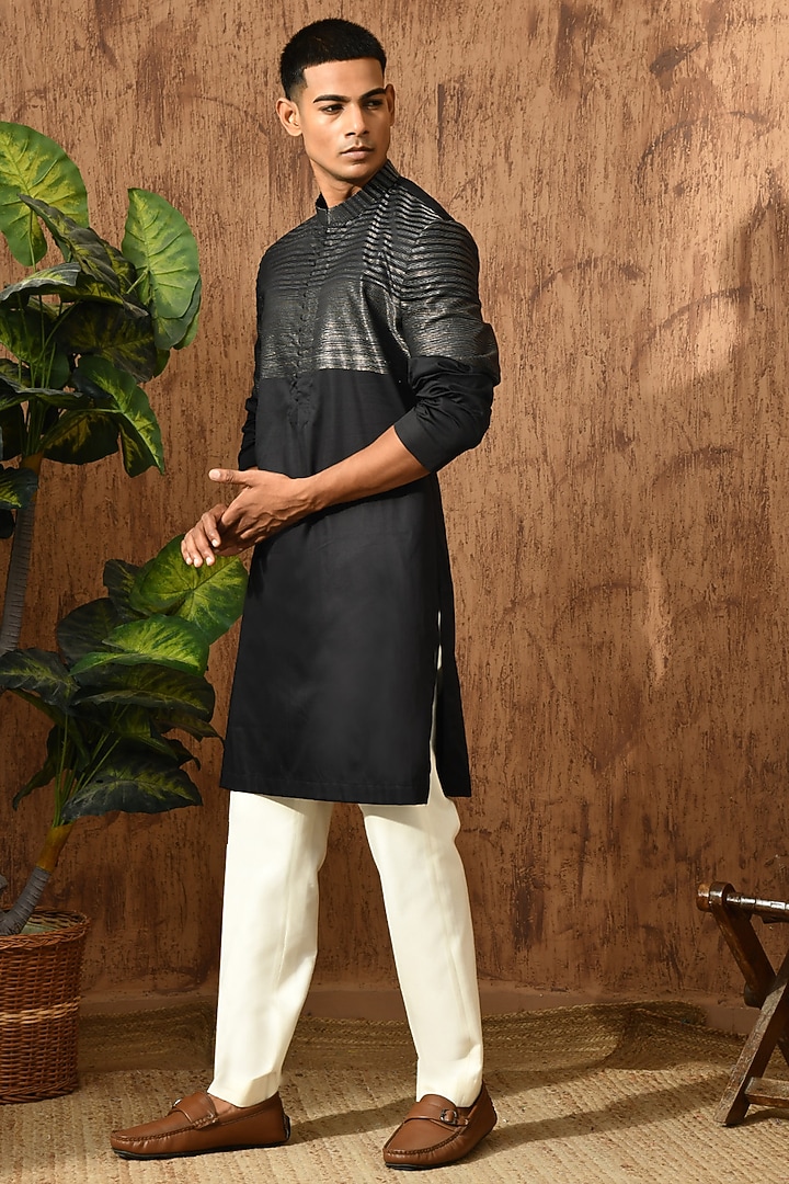 Black Cotton Kurta Set by Sulakshna Jasra at Pernia's Pop Up Shop
