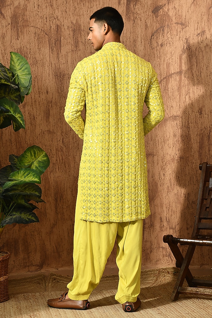 Green Georgette Sequins Work Kurta Set by Sulakshna Jasra at Pernia's Pop Up Shop