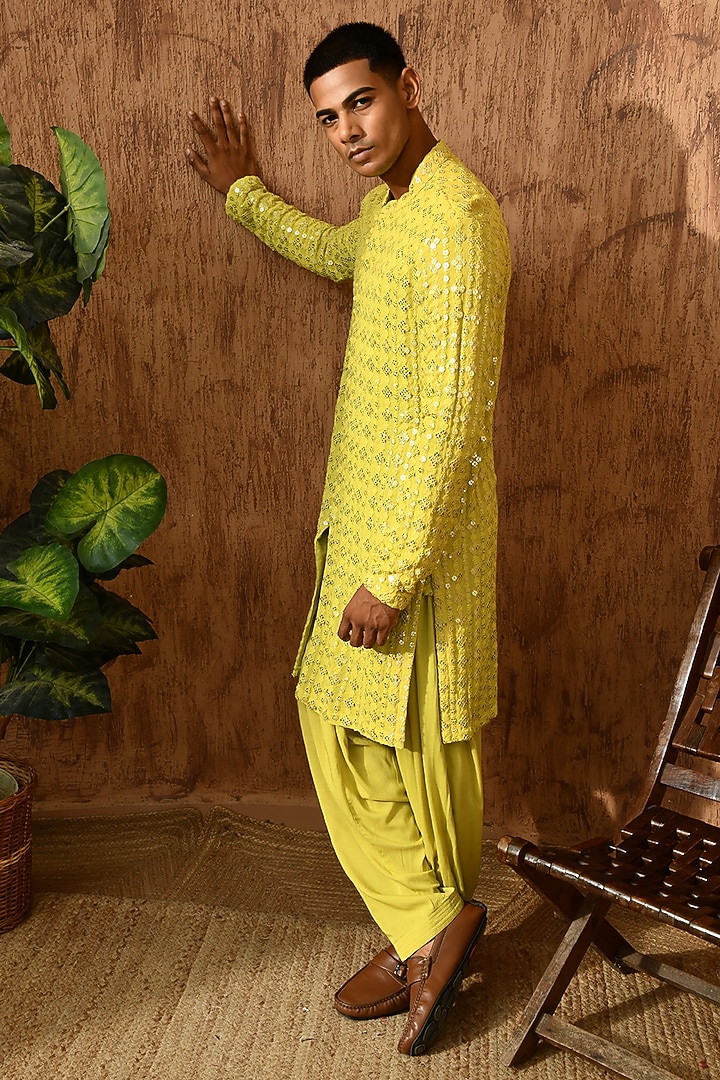 Green Georgette Sequins Work Kurta Set by Sulakshna Jasra at Pernia's Pop Up Shop