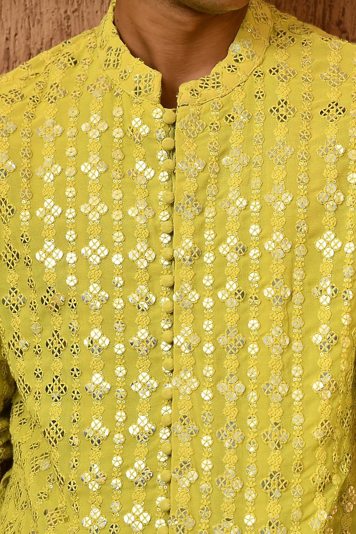 Green Georgette Sequins Work Kurta Set by Sulakshna Jasra at Pernia's Pop Up Shop