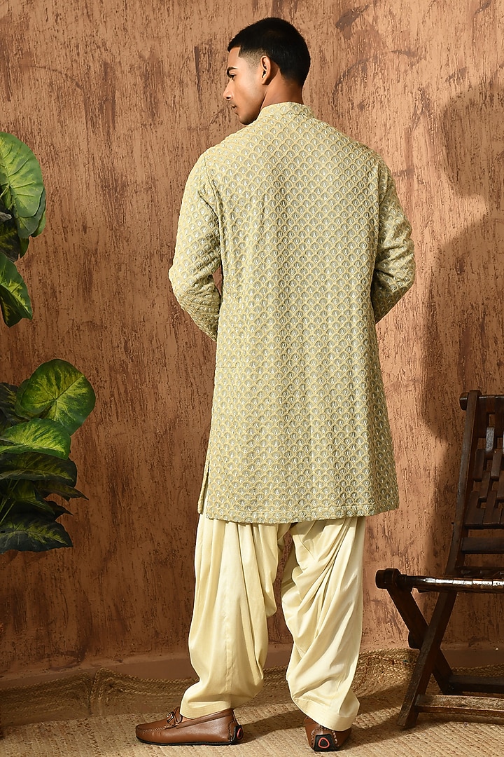 Green Georgette Thread Work Kurta Set by Sulakshna Jasra at Pernia's Pop Up Shop