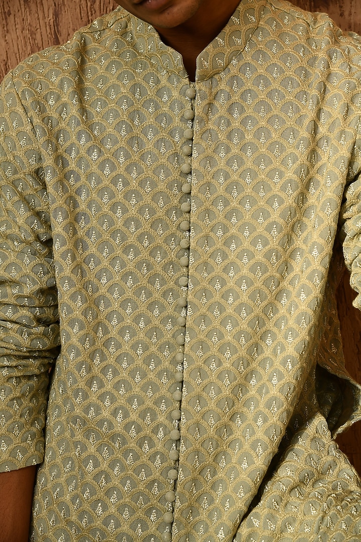 Green Georgette Thread Work Kurta Set by Sulakshna Jasra at Pernia's Pop Up Shop