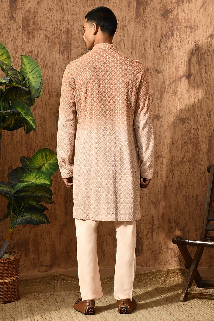 Rose Gold Georgette Threadwork Kurta Set by Sulakshna Jasra at Pernia's Pop Up Shop