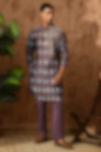 Wine Chanderi 3D Embroidered Kurta Set by Sulakshna Jasra at Pernia's Pop Up Shop