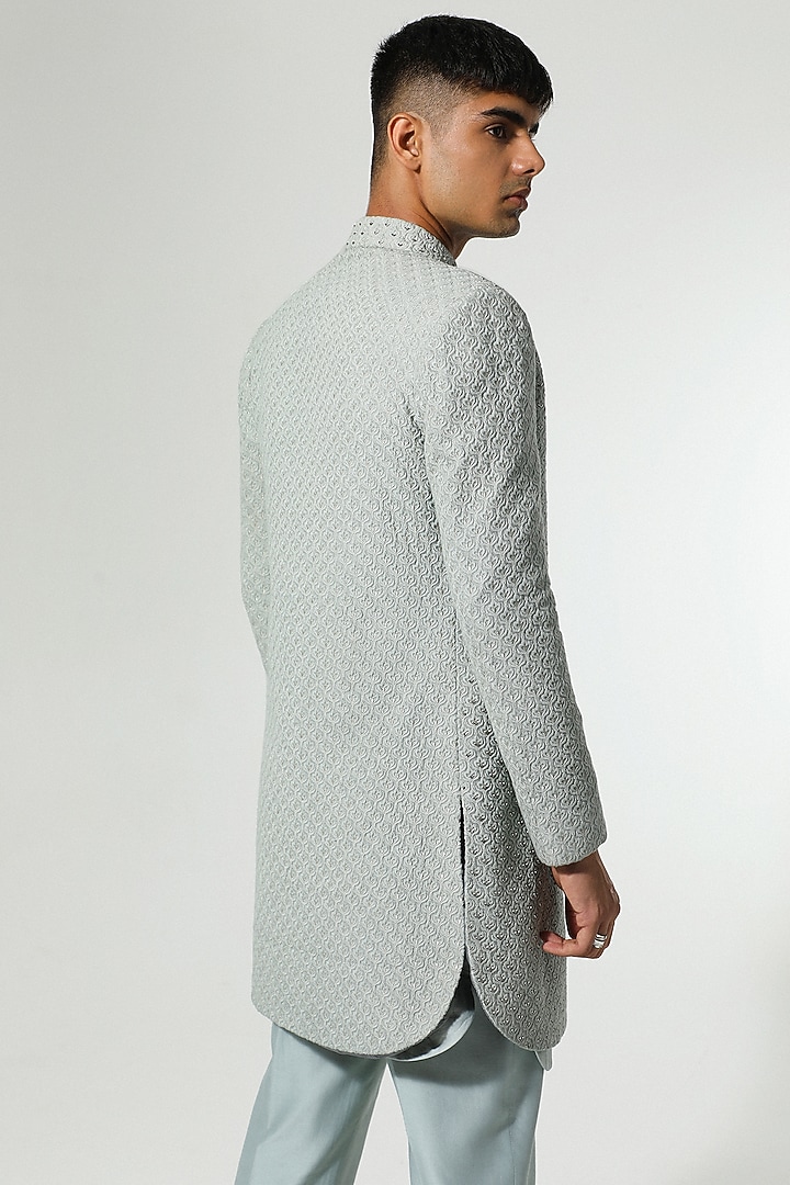 Grey Chanderi Thread Hand Embroidered Indo-Western Set by Sulakshna Jasra at Pernia's Pop Up Shop
