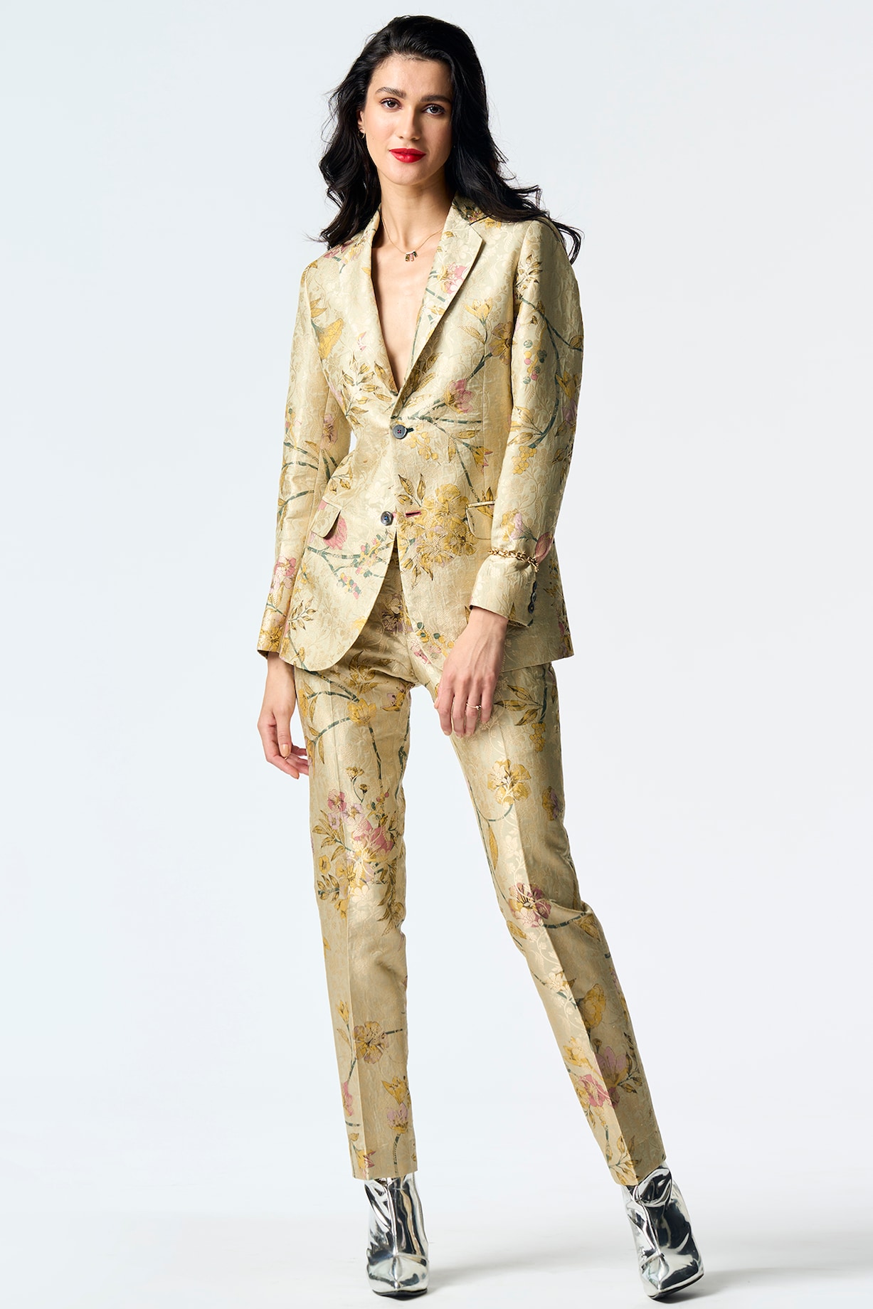 Classic Trouser Silk Brocade Mustard – SUKETDHIR