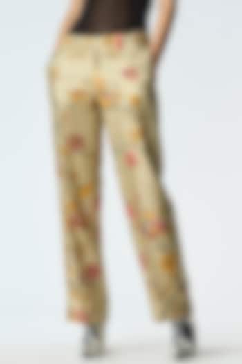 Mint Silk Damask Printed Trousers by SUKETDHIR