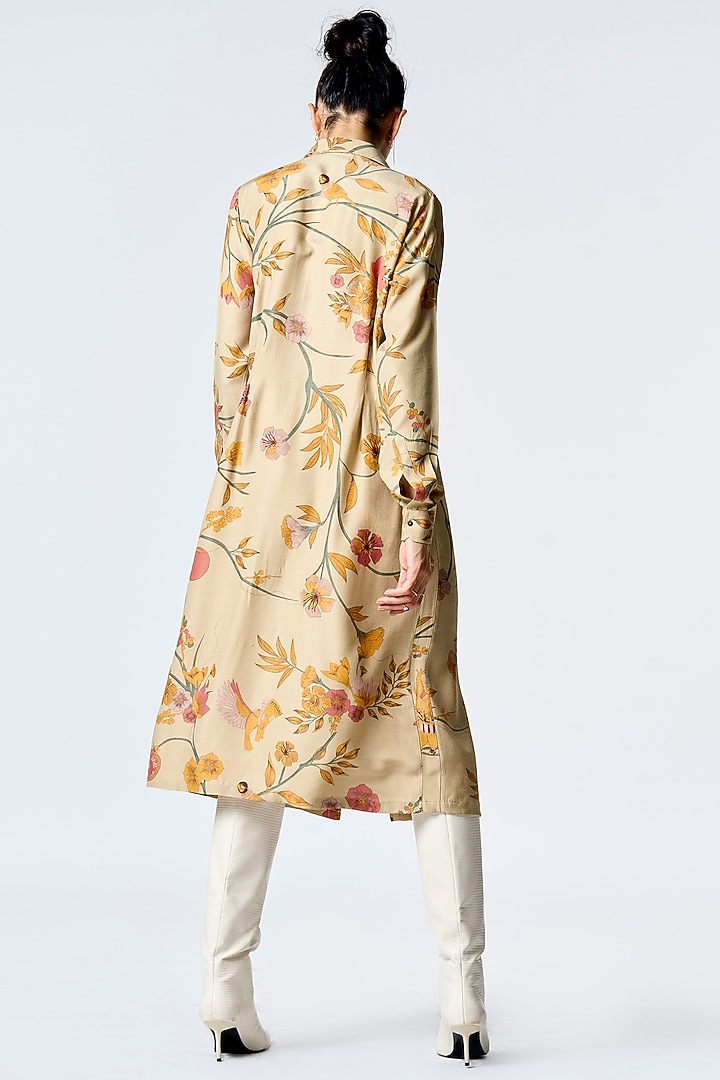 Mint Muga Satin Silk Printed Cocktail Dress by SUKETDHIR at Pernia's Pop Up Shop