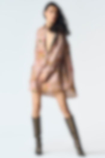 Champagne Pink Cotton Silk Oversized Shirt by SUKETDHIR at Pernia's Pop Up Shop