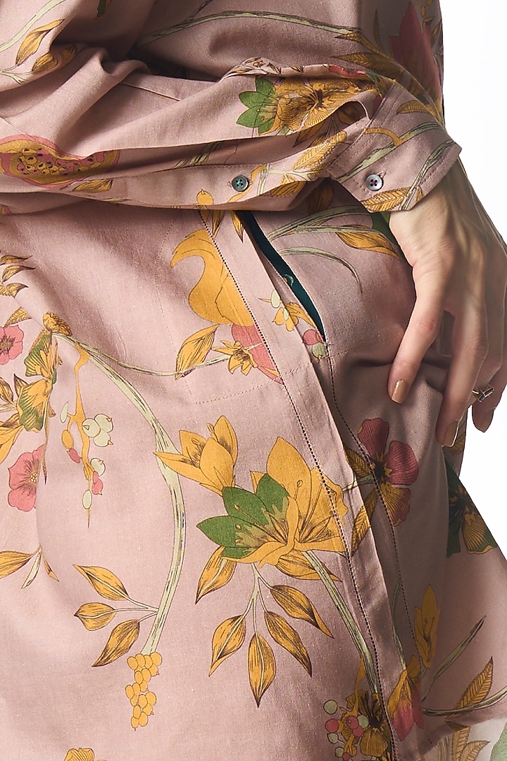 Champagne Pink Cotton Silk Oversized Shirt by SUKETDHIR at Pernia's Pop Up Shop