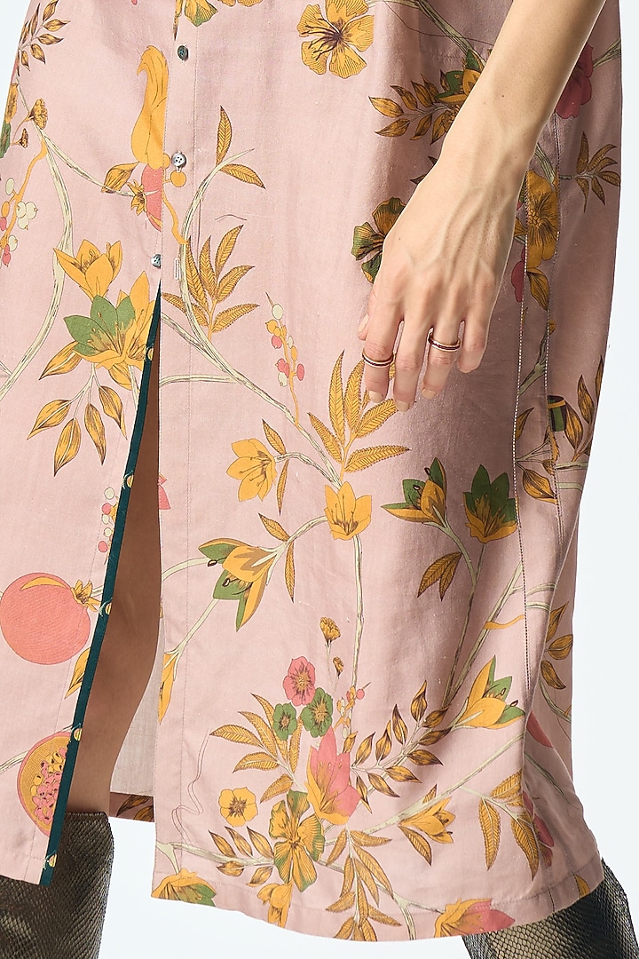Champagne Pink Muga Satin Silk Cocktail Dress by SUKETDHIR at Pernia's Pop Up Shop