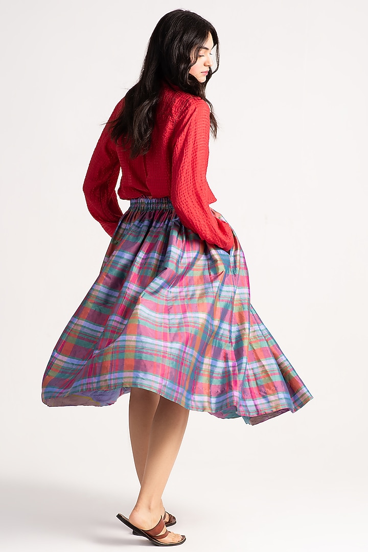 Red Silk Shirt by SUKETDHIR at Pernia's Pop Up Shop