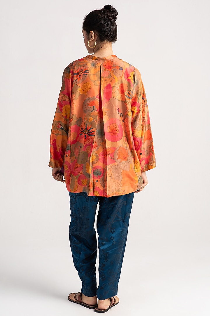 Grapefruit Silk Kurta by SUKETDHIR at Pernia's Pop Up Shop