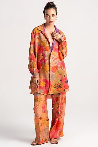 Grapefruit Linen Shirt by SUKETDHIR