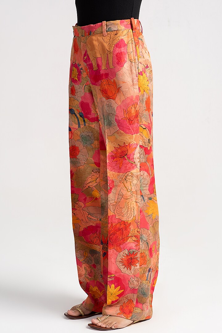 Grapefruit Linen Trousers by SUKETDHIR at Pernia's Pop Up Shop
