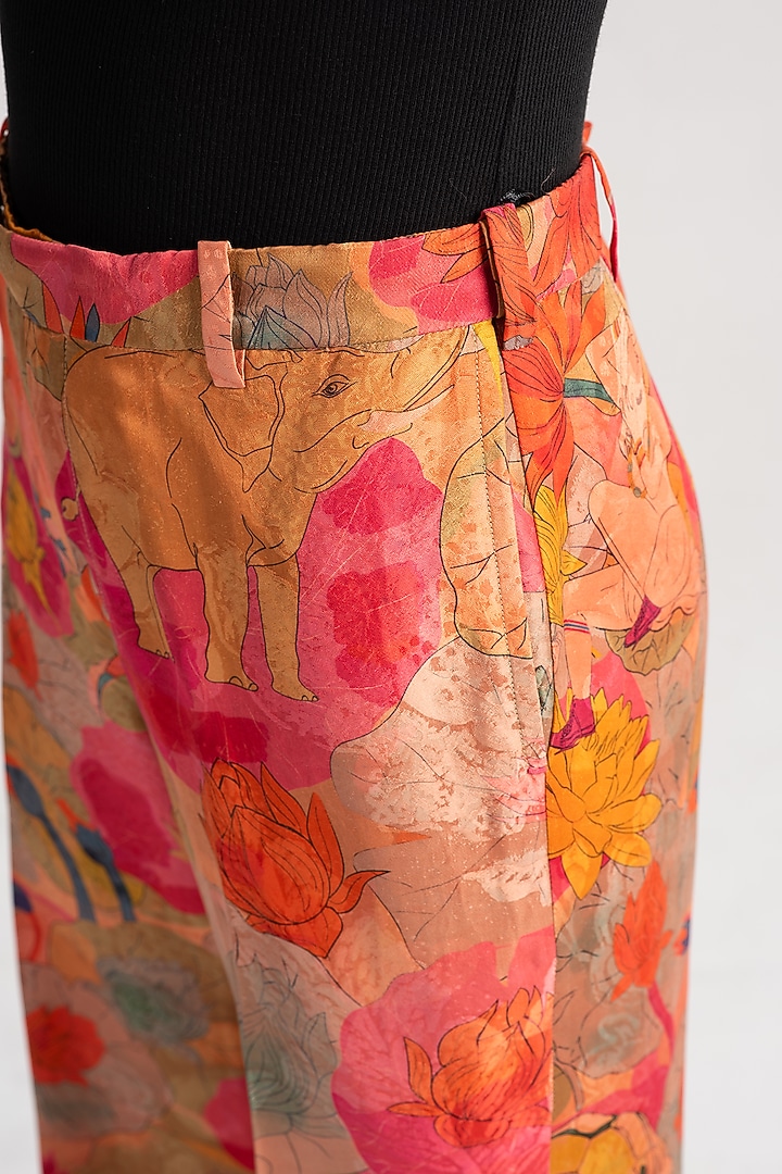 Grapefruit Linen Trousers by SUKETDHIR at Pernia's Pop Up Shop