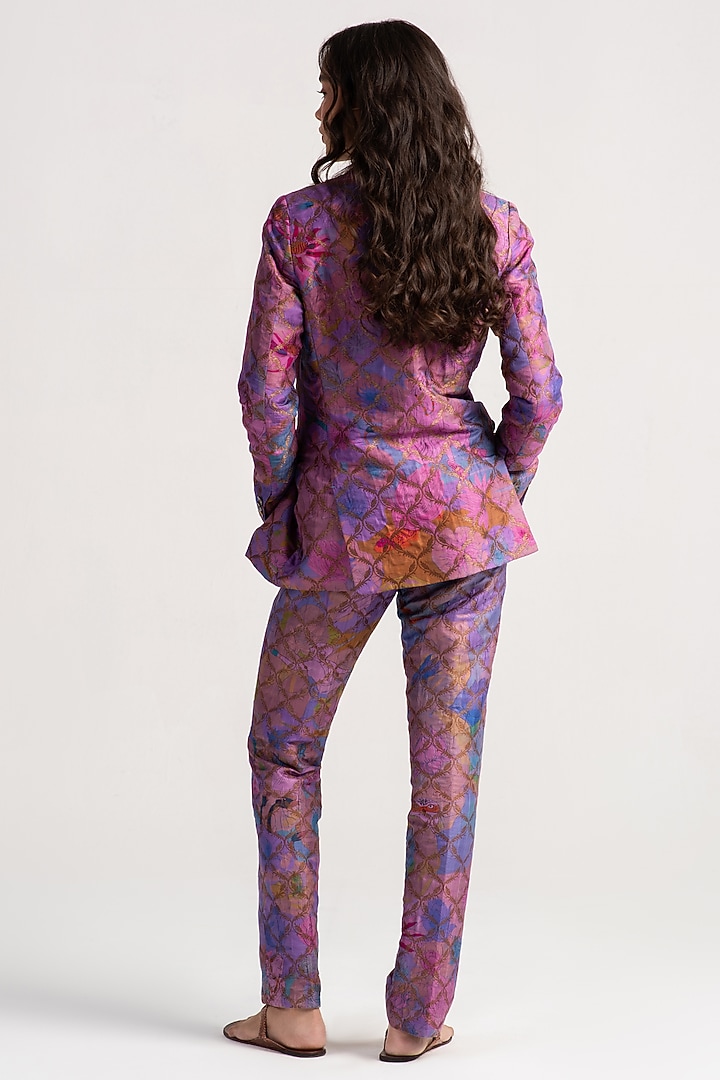 Amethyst Sacred Purple Silk Brocade Blazer by SUKETDHIR at Pernia's Pop Up Shop