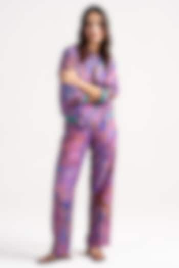 Amethyst Sacred Purple Silk Trousers by SUKETDHIR at Pernia's Pop Up Shop