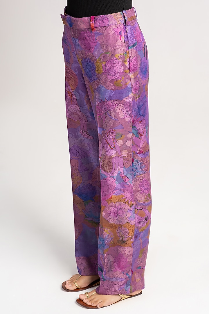 Amethyst Sacred Purple Silk Trousers by SUKETDHIR at Pernia's Pop Up Shop