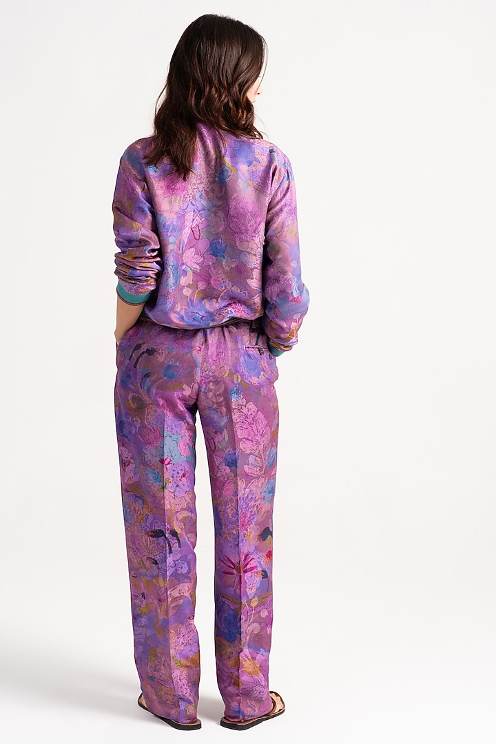 Amethyst Sacred Purple Silk Trousers by SUKETDHIR at Pernia's Pop Up Shop