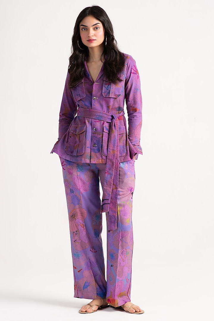 Amethyst Sacred Purple Linen Shirt by SUKETDHIR at Pernia's Pop Up Shop