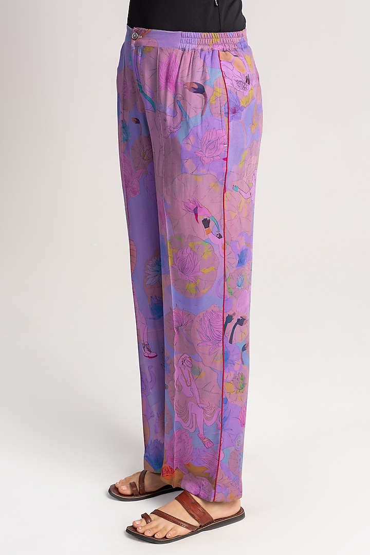 Amethyst Sacred Purple Linen Trousers by SUKETDHIR at Pernia's Pop Up Shop