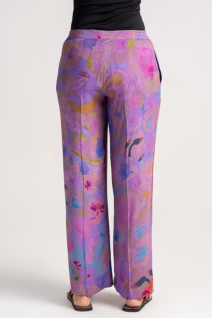 Amethyst Sacred Purple Linen Trousers by SUKETDHIR at Pernia's Pop Up Shop