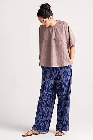 Biscuit Brown Silk Top by SUKETDHIR