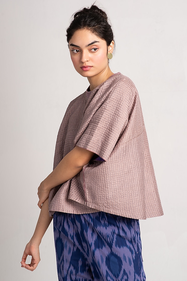 Biscuit Brown Silk Top by SUKETDHIR at Pernia's Pop Up Shop