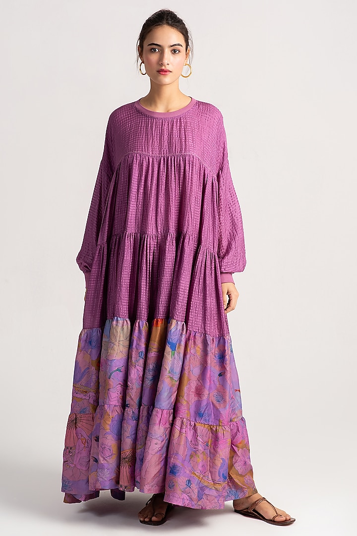 Amethyst Sacred Purple Silk Maxi Dress by SUKETDHIR at Pernia's Pop Up Shop