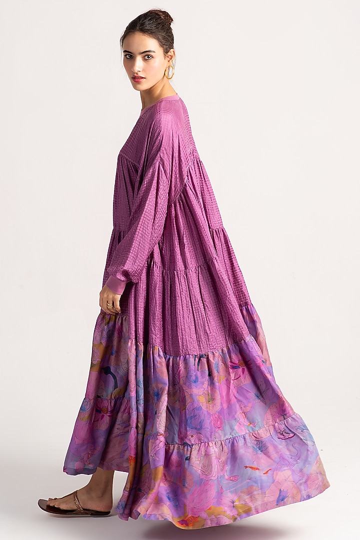 Amethyst Sacred Purple Silk Maxi Cocktail Dress by SUKETDHIR at Pernia's Pop Up Shop
