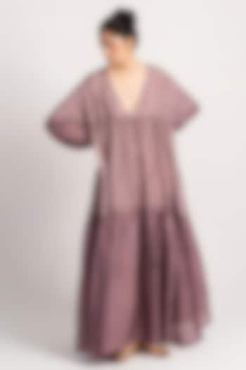 Dusty Mauve Silk Maxi Dress by SUKETDHIR at Pernia's Pop Up Shop