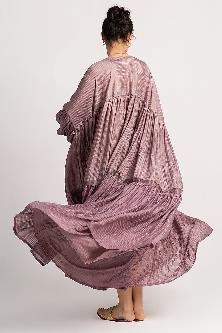 Dusty Mauve Silk Maxi Cocktail Dress by SUKETDHIR at Pernia's Pop Up Shop