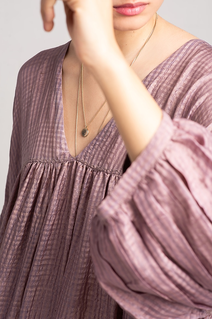 Dusty Mauve Silk Maxi Cocktail Dress by SUKETDHIR at Pernia's Pop Up Shop