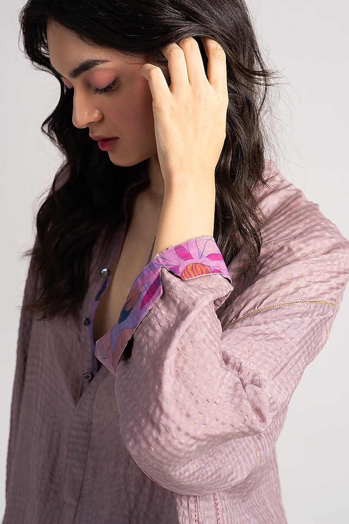 Dusty Mauve Silk Kurta by SUKETDHIR at Pernia's Pop Up Shop