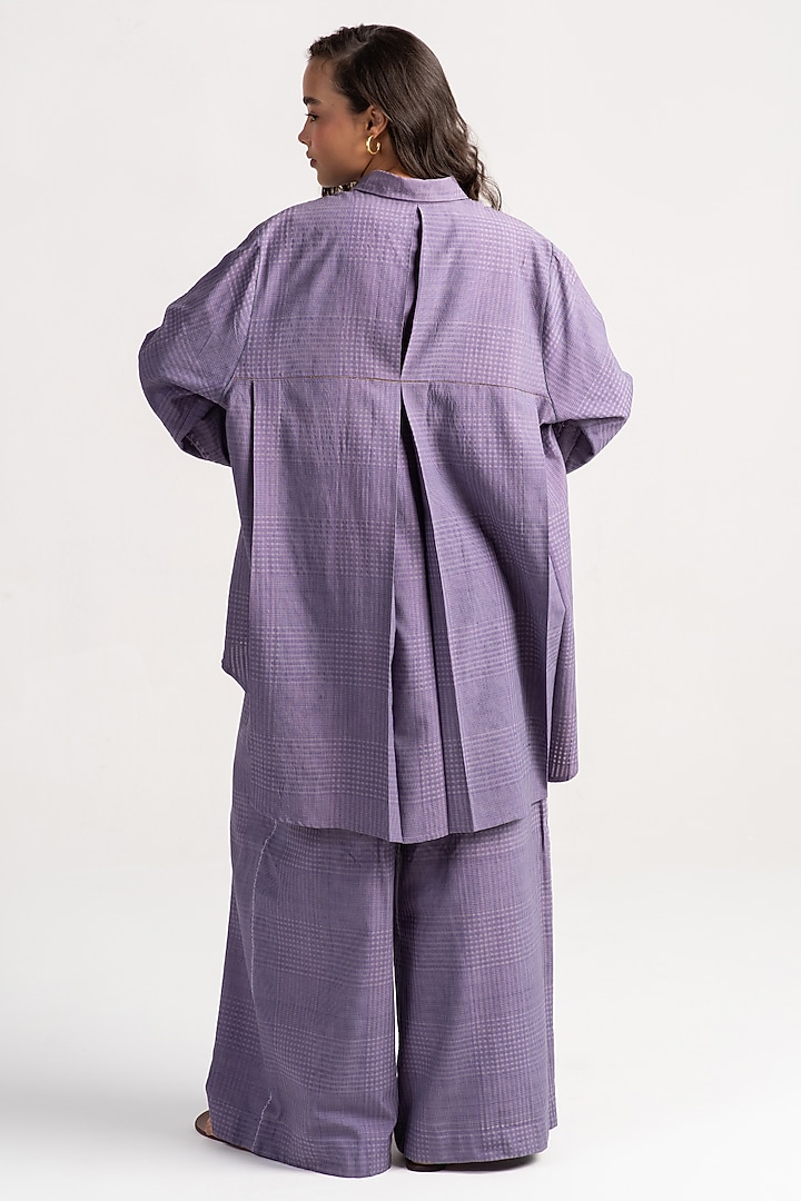 Lilac Cotton Silk Shirt by SUKETDHIR at Pernia's Pop Up Shop
