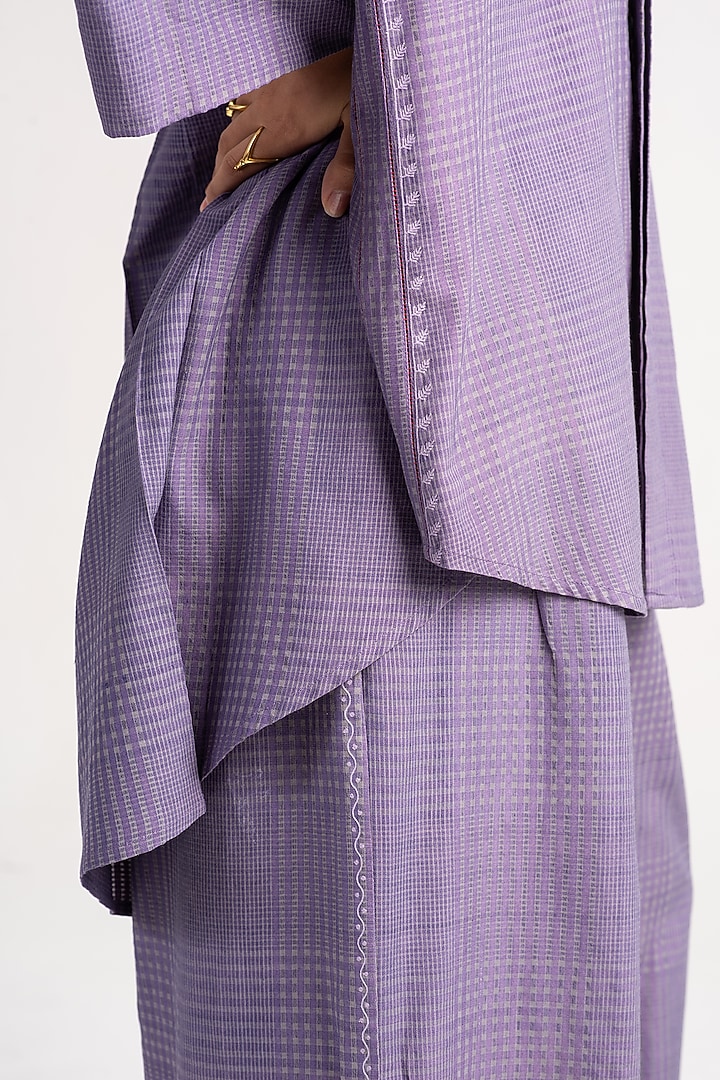 Lilac Cotton Silk Shirt by SUKETDHIR at Pernia's Pop Up Shop